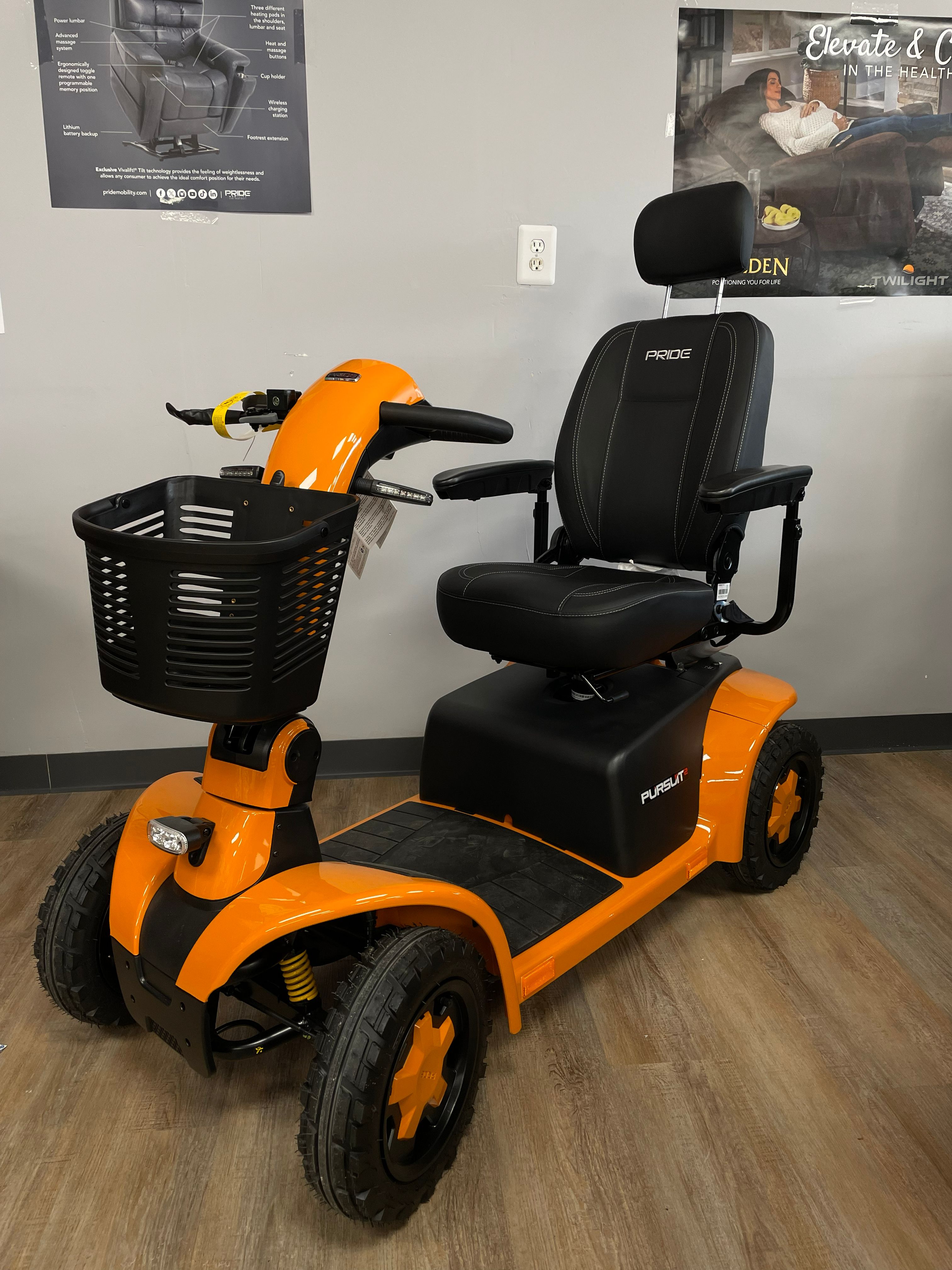 Orange Pride Pursuit 2 4-Wheel Mobility Scooter