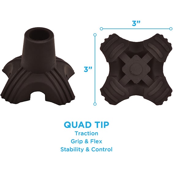 Mobility Plus 10041BK Compact Size Quad Tip Base