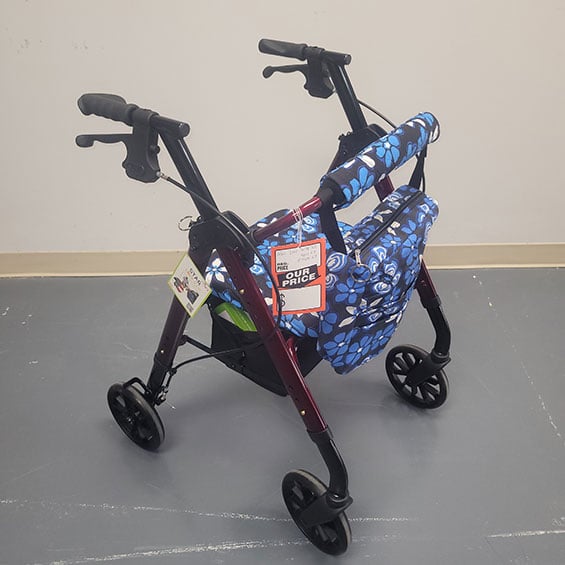 New Star 8 Rollator with Flower Pouch and Covers of Mobility Plus